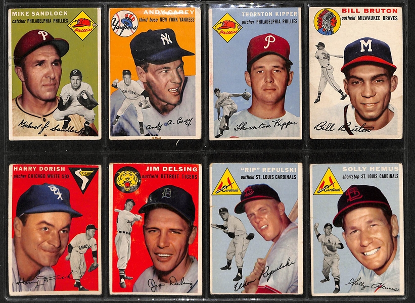 Lot Of 72 1954 Topps Baseball Cards w. Warren Spahn